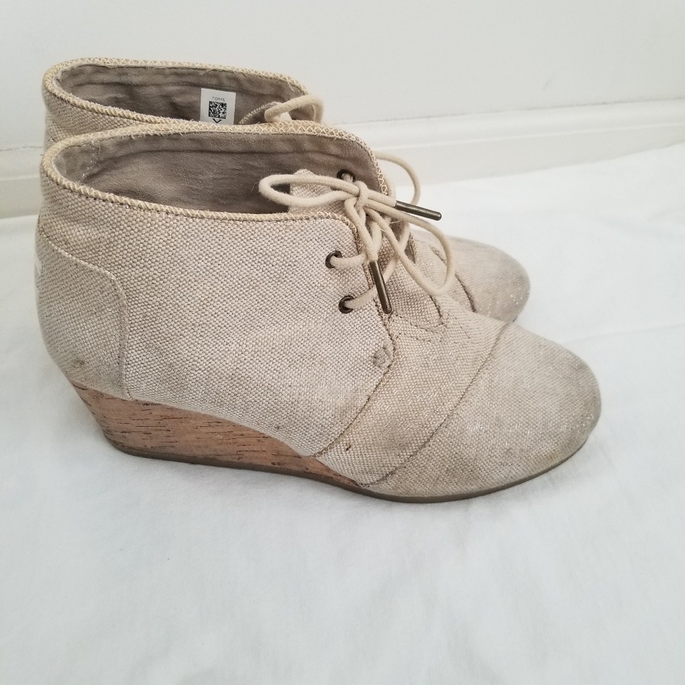 Tom's desert wedge metallic linen